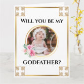 Foto-Pate-Gold-Kreuz Blumenstrauß-Chic Karte (Gelbe Blume)