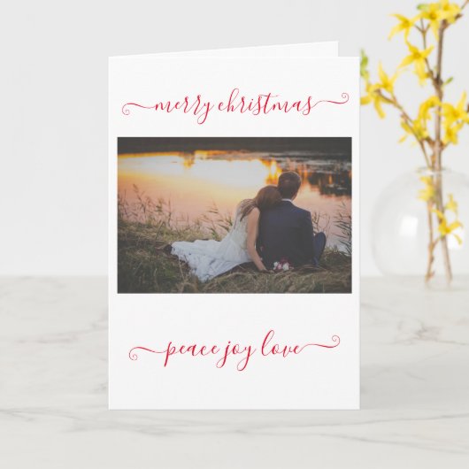 Foto Peace Joy Liebe Frohe Weihnachtskarte Karte (Gelbe Blume)