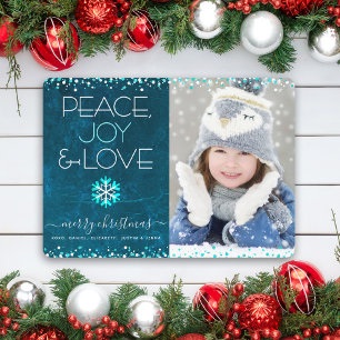 Foto Peace Joy Liebe Snowflake Aquamarin Blauer We Feiertagskarte