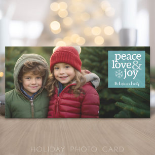 Foto - Peace Liebe and Joy - Light Blue Feiertagskarte