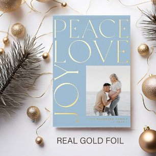 Foto Peace Liebe Join gold Typografie Weihnachten Folien Feiertagskarte