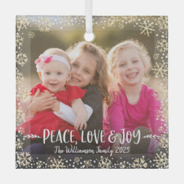 Foto Peace Liebe Jos Gold Snowflake Holiday Modern Ornament Aus Glas