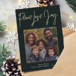 Foto "Peace Liebe Joy" Folien Feiertagskarte<br><div class="desc">"Peace Liebe Joy" Weihnachtsdesign.</div>