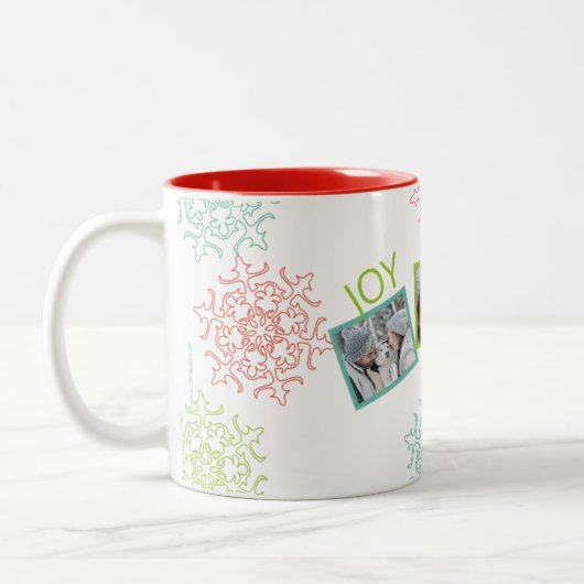 Foto Peace Liebe Joy Snowflake Tasse (Links)