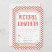 Foto Peach and Mint Zig Zag Typografy Wedding Einladung (Vorderseite)