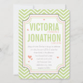 Foto Peach Limon Zig Zag Typografie Hochzeit Einladung (Vorderseite)
