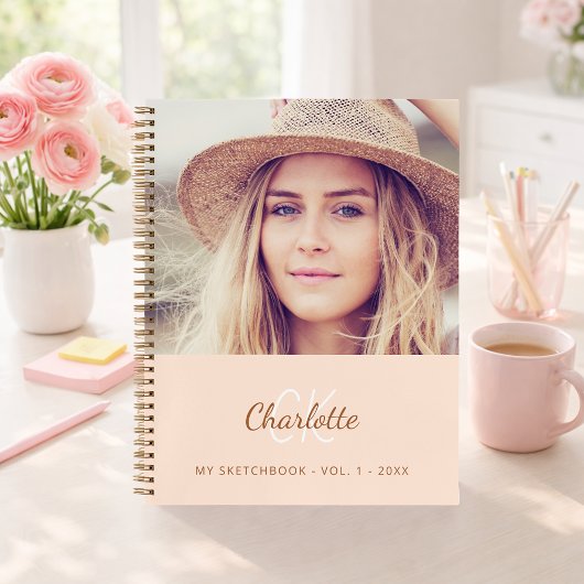 Foto-Peach-Monogramm Notizblock