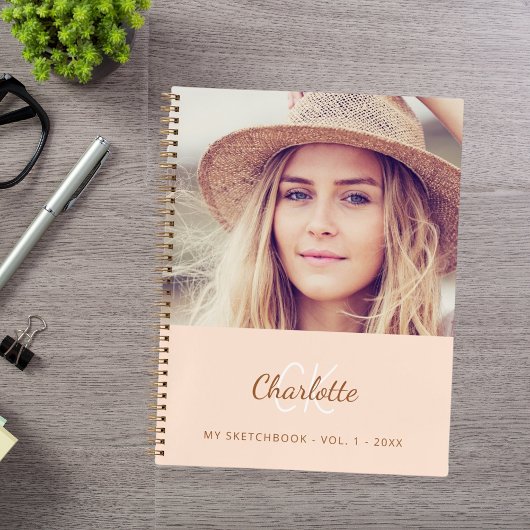 Foto-Peach-Monogramm Notizblock