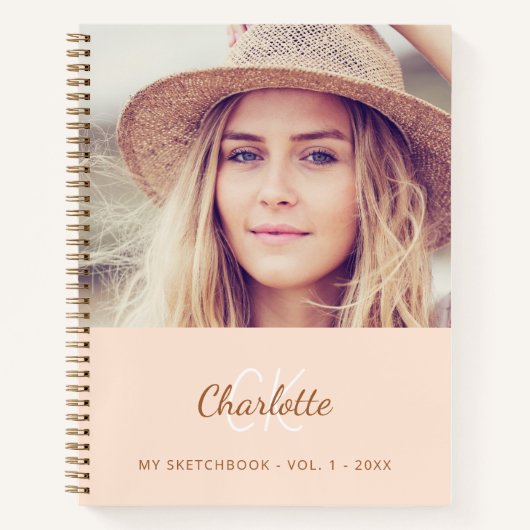 Foto-Peach-Monogramm Notizblock (Vorderseite)