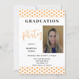 Foto Peach Polka Dots Graduation Party Einladung