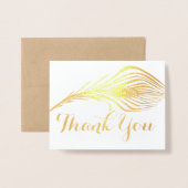 Foto Peacock Vielen Dank Typografie Silver Foil Folienkarte (Vorderseite mit Umschlag)