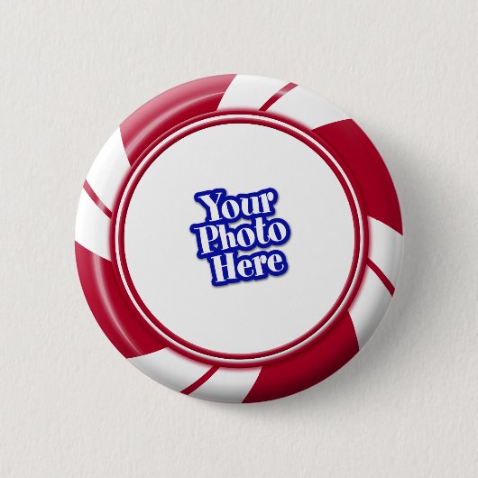 Foto Peppermint Swirl Stripe Candy Button (Vorderseite)
