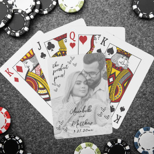 Foto Perfektes Paar Gezeichnete Hochzeit Spielkarten