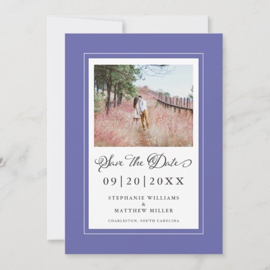 Foto Periwinkle Blue Chic Wedding Save The Date (Vorderseite)