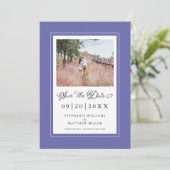 Foto Periwinkle Blue Chic Wedding Save The Date (Stehend Vorderseite)