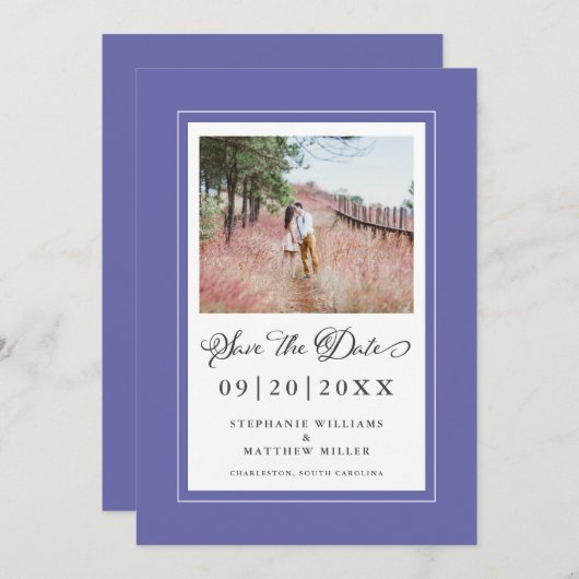 Foto Periwinkle Blue Chic Wedding Save The Date (Vorne/Hinten)