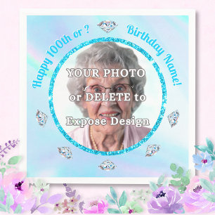 FOTO Personalisiert, 100. Geburtstag Napkins, 3 Gr Serviette