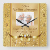 Foto Personalisiert 50. Hochzeitstag-Uhr Quadratische Wanduhr (Vorderseite)