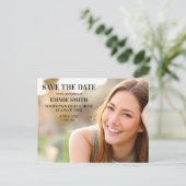 Foto personalisiert Abschluss Save the Date Postkarte (Stehend Vorderseite)