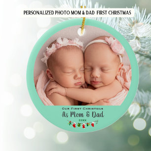 Foto Personalisiert Eltern Erste Weihnachtsfeier Keramik Ornament
