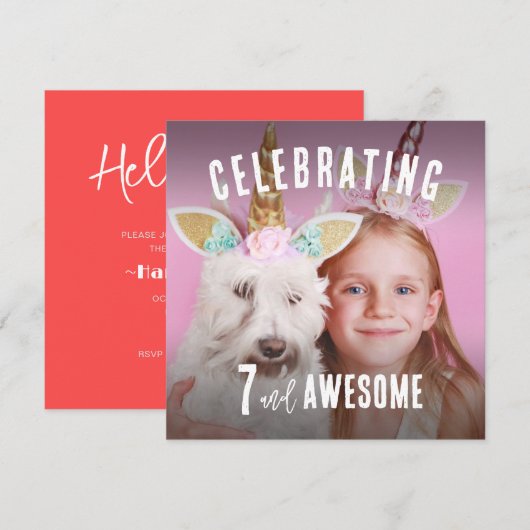 Foto Personalisiert Geburtstag Einladung (Vorne/Hinten)