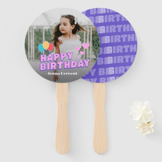 Foto Personalisiert Geburtstag Handfächer (Vorne und Hinten)