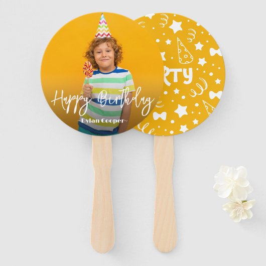 Foto Personalisiert Geburtstag Handfächer (Vorne und Hinten)