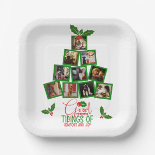 Foto Personalisiert Grüne Weihnachten Pappteller
