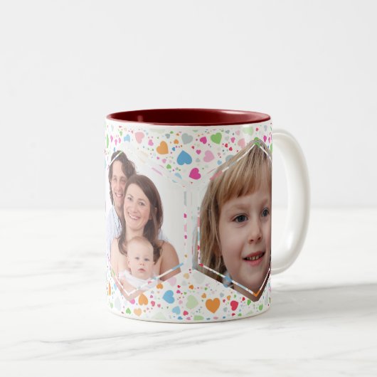 Foto personalisiert Heart Collage Zweifarbige Tasse (VorderseiteRechts)