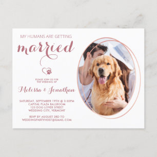 Foto Personalisiert Hund Hochzeit Rose Gold Einladungspostkarte