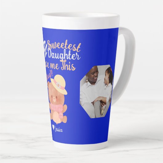 Foto "personalisiert Mama & Sweetest Daughter" Milchtasse (Rechte Ecke)