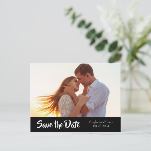 Foto Personalisiert Moderne Typografie Save the Da Ankündigungspostkarte (Stehend Vorderseite)