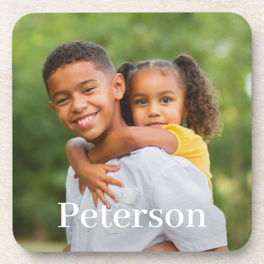 Foto Personalisiert Nachname Monogramm Getränkeuntersetzer (Vorderseite)