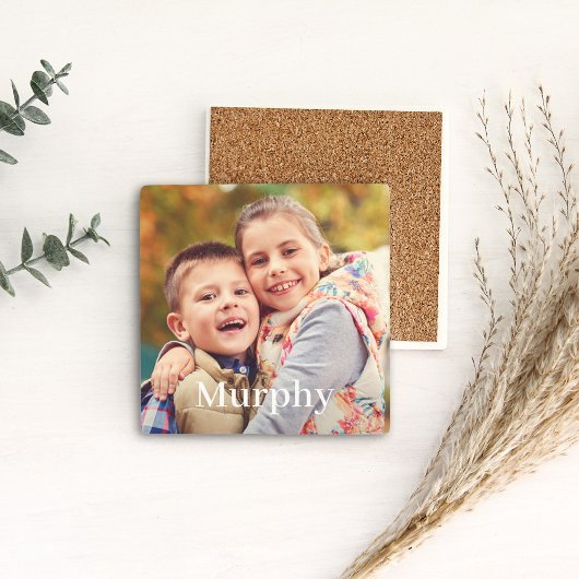 Foto Personalisiert Nachname Monogramm Steinuntersetzer