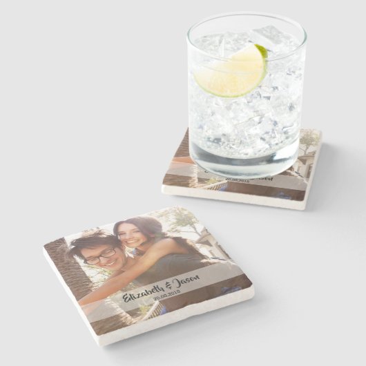 Foto Personalisiert Square Steinuntersetzer (Seitenansicht)