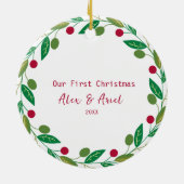 Foto Personalisiert Twin Boys Erstes Weihnachtsfes Keramik Ornament (Hinten)