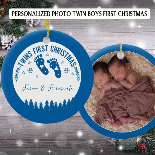 Foto Personalisiert Twin Boys Erstes Weihnachtsfes Keramik Ornament