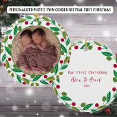 Foto Personalisiert Twin Boys Erstes Weihnachtsfes Keramik Ornament