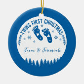 Foto Personalisiert Twin Boys Erstes Weihnachtsfes Keramik Ornament (Vorne)