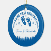 Foto Personalisiert Twin Boys Erstes Weihnachtsfes Keramik Ornament (Links)