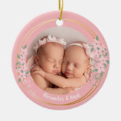 Foto Personalisiert Twin Girls Erstes Weihnachtsfe Keramik Ornament (Vorne)