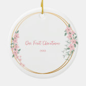 Foto Personalisiert Twin Girls Erstes Weihnachtsfe Keramik Ornament (Hinten)