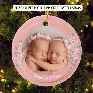 Foto Personalisiert Twin Girls Erstes Weihnachtsfe Keramik Ornament