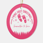 Foto Personalisiert Twin Girls Erstes Weihnachtsfe Keramik Ornament (Links)