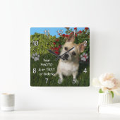 Foto Personalisierte Haustiere Geschenkideen für B Quadratische Wanduhr (Zuhause)