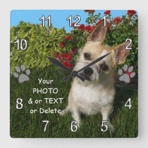 Foto Personalisierte Haustiere Geschenkideen für B Quadratische Wanduhr
