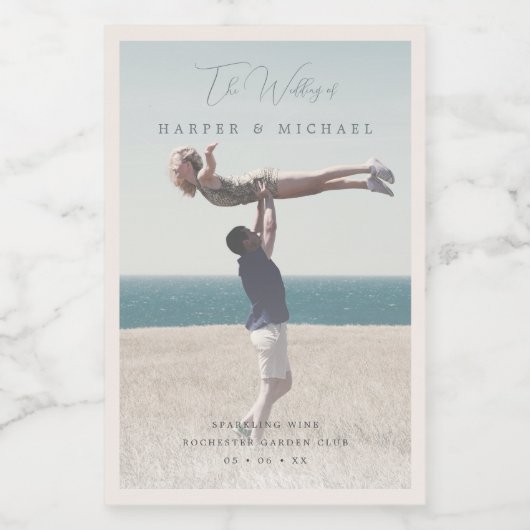 Foto personalisierte Hochzeit Weinetikett (Einzelnes Label)