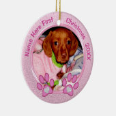 Foto-personalisierte Hundeerste Keramik Ornament (Rechts)