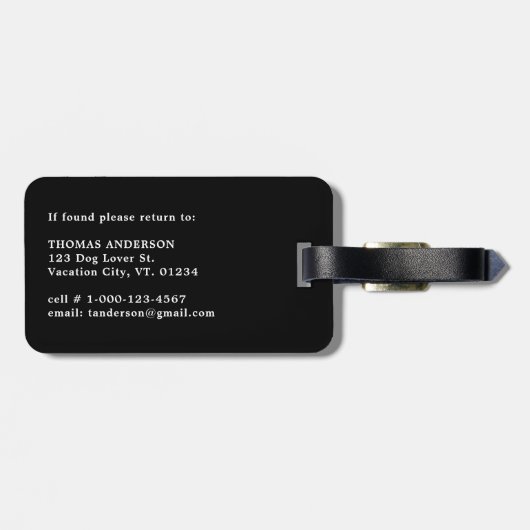 Foto Personalisierte Hundeschleife für Haustiere Gepäckanhänger (Rückseite horizontal)