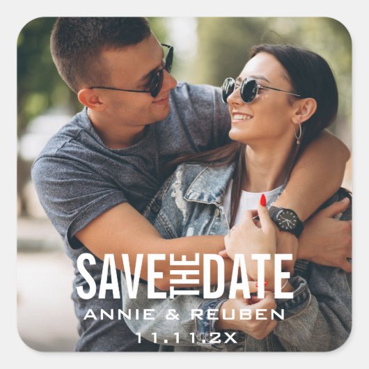 Foto "personalisierte Namen" Vielen Dank Quadratischer Aufkleber (Vorderseite)